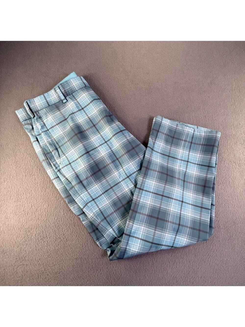 Nike Golf Pants Mens 33x30 Blue Plaid Tour Performance Dri-FIT EUC